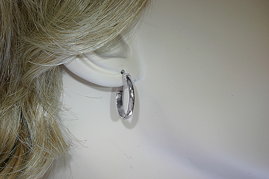 Classic Half Round Tubular Hoop Earrings 18k White Gold 3x19mm